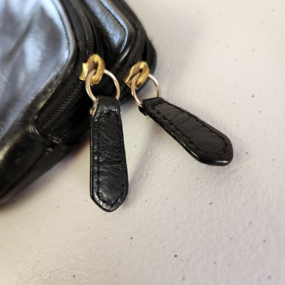 Coach Black Leather Double Zip Wallet Clutch Minimalist Designer Office - Picture 2 of 10